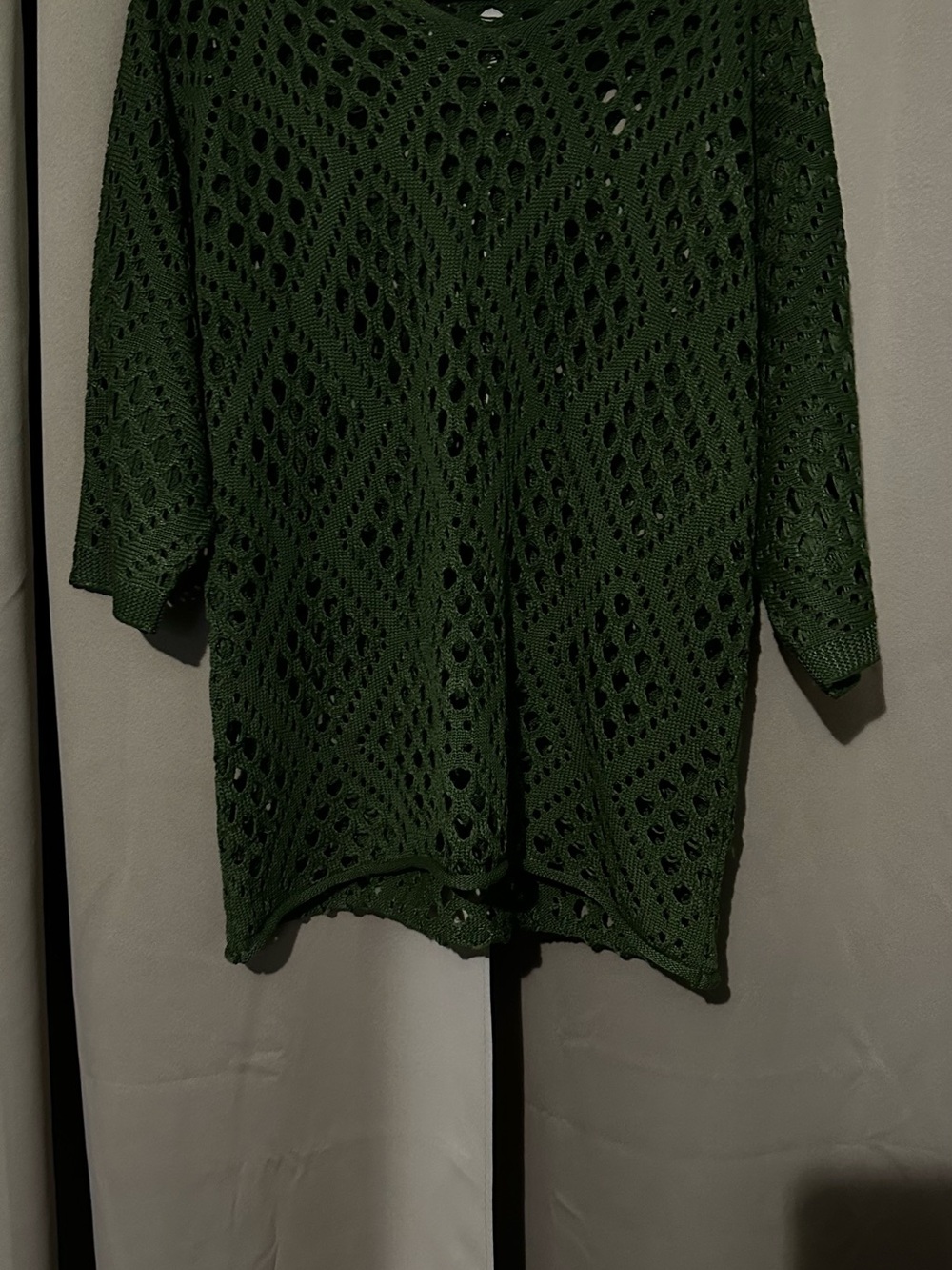 Source Unknown Deep Green Open-Knit Women's Sweater